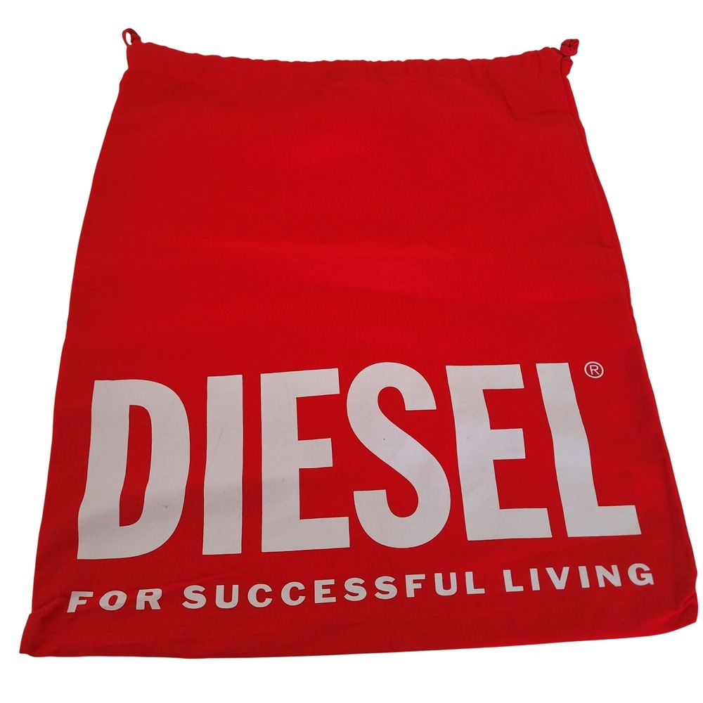 Diesel Red Cotton Drawstring Dust Bag For Successful Living Large Storage Pouch